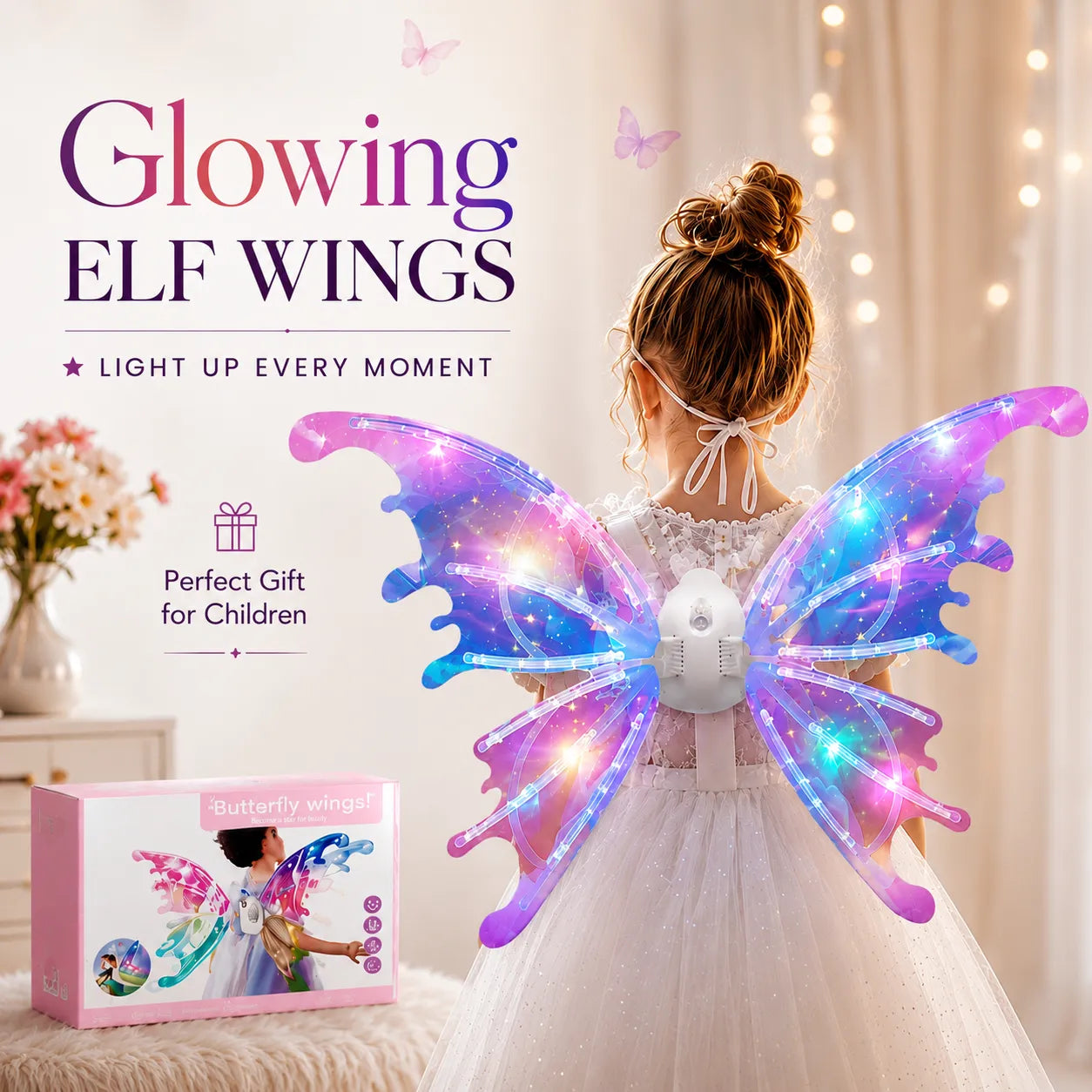 Glowing Fairy Elf Wings for Kids | LED Princess Costume