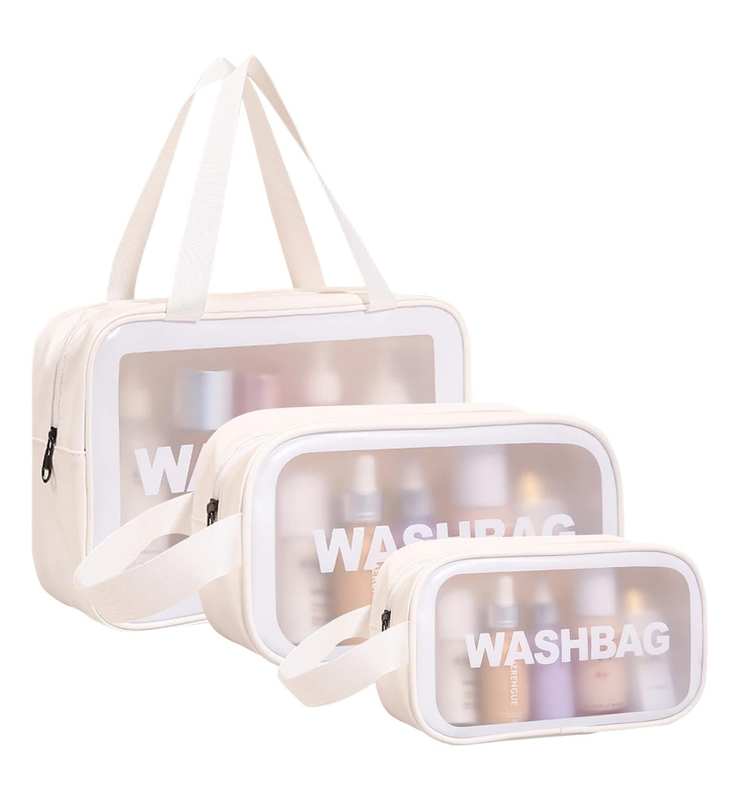 3PCS Original PVC Clear Wash Bag Set | Waterproof Travel Toiletry & Makeup Organizer (S, M, L)